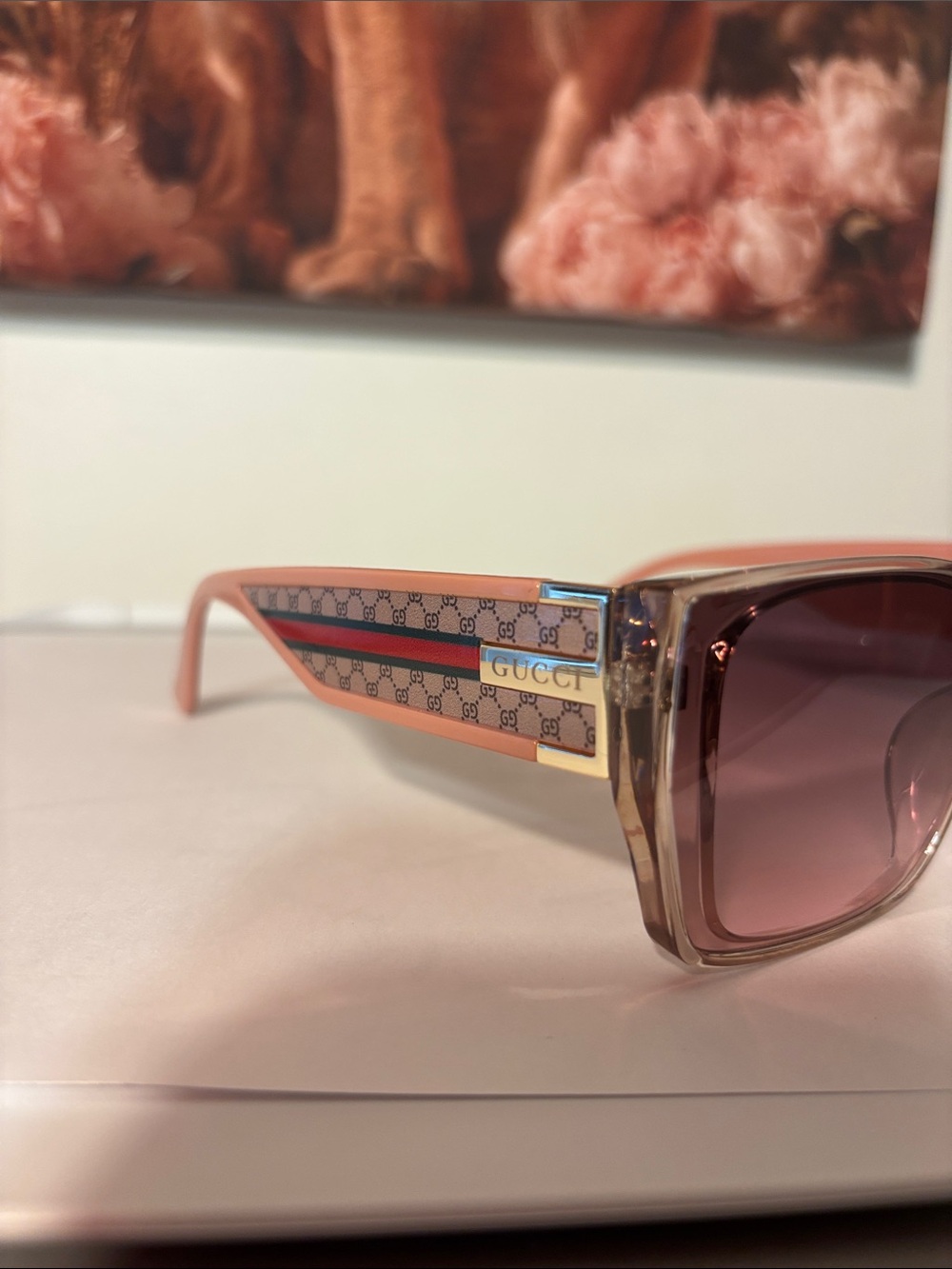 Woman’s Fashion peachy,pink Logo Accent Sunglasses
